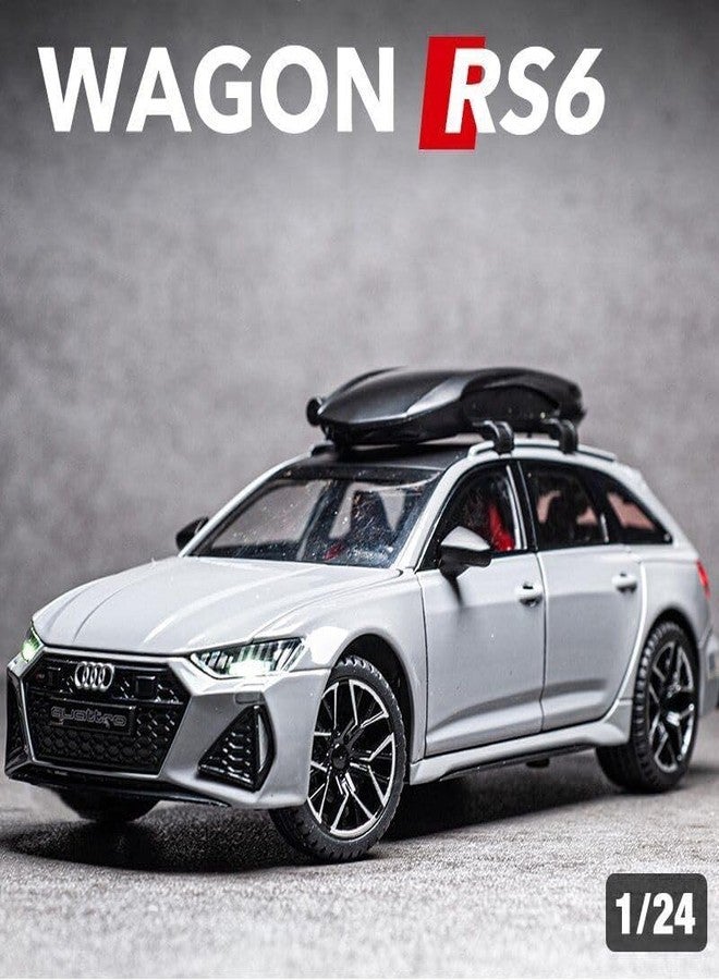 KING FORU Scale Exclusive Alloy Metal Pull Back Die-cast Car Model with Sound Light Mini Auto Toy for Kids Metal Model Toy Car with Sound and Light (1.24 Scale AODI RS6-GREY) - Image 2